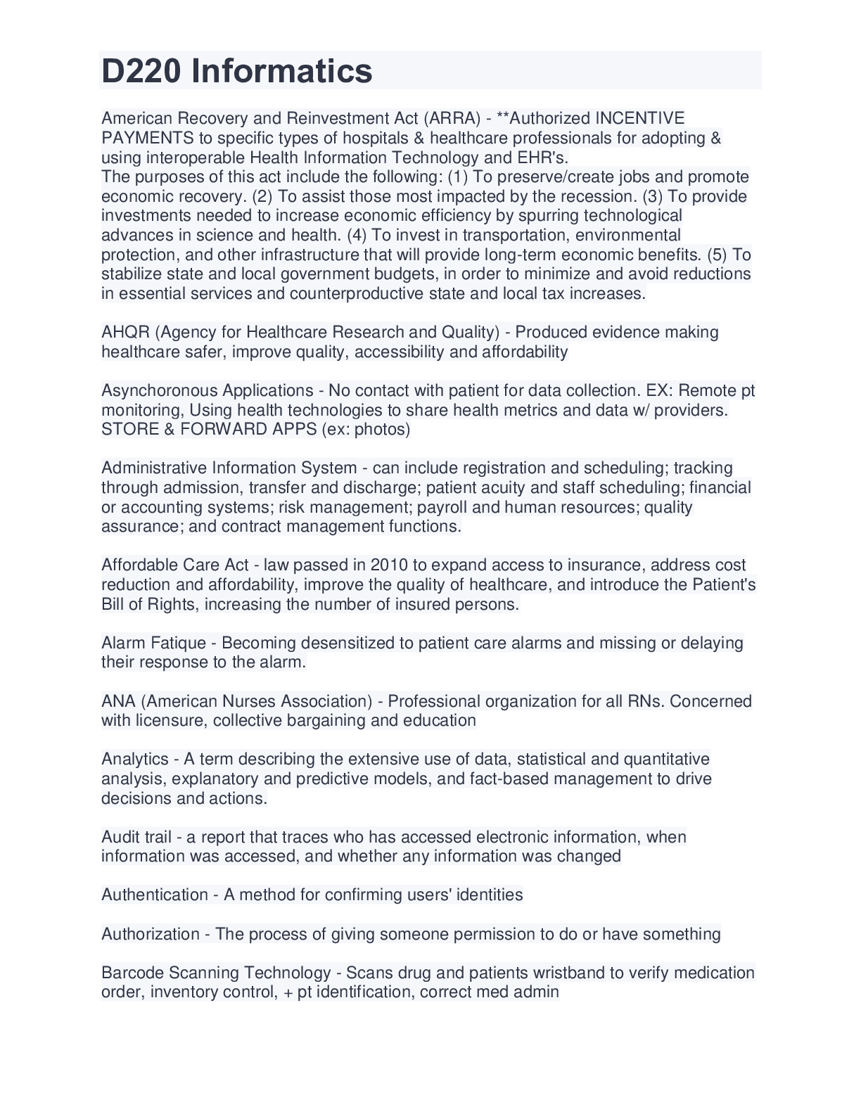 Preview image of D220 Informatics document